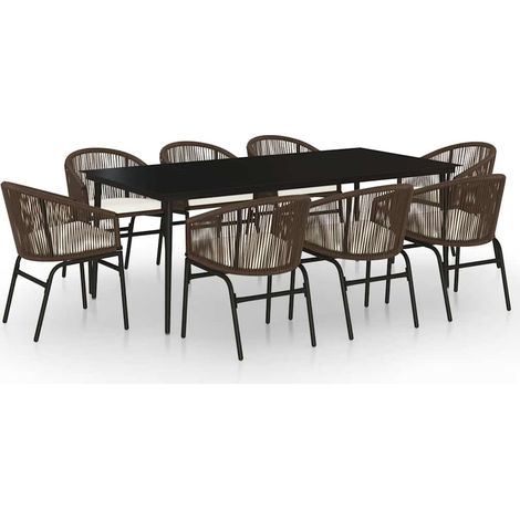 Juego de comedor de jardín 9 piezas marrón vidaXL (1/5)