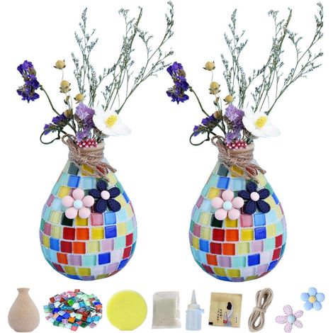 Mosaik Vasen Bastelset für Kinder & Erwachsene, 2 Sets DIY Deko-Vasen (1/4)