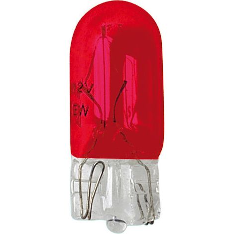 12V Lampada con zoccolo vetro - (W5W) - 5W - W2,1x9,5d - 2 pz - Scatola - Rosso (1/4)