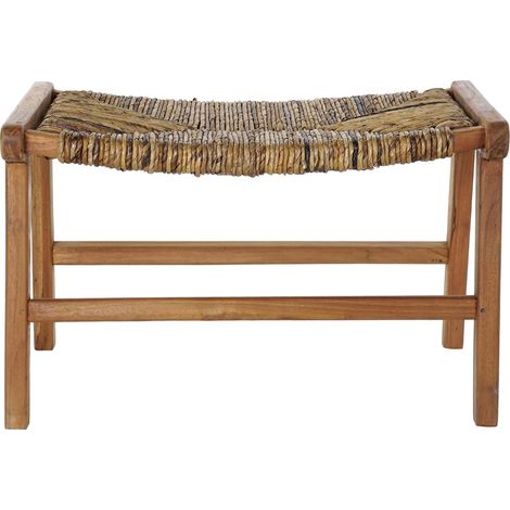 Banquette en bois de teck coloris naturel - longueur 65 x Profondeur 47 x hauteur 40 cm -PEGANE- (1/4)