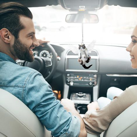Ornements suspendus pour voiture en forme de chat avec pendentif ballon coloré, décoration intérieure pour voiture (1/5)