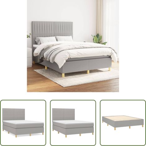 Matelas à ressorts ensachés - Sommier à lattes de lit avec matelas Gris clair 140x190cm Tissu (1/5)