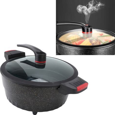 Sartén eléctrica multifuncional con función de micropresión (1500 W), diseño elegante, cocción suave a micropresión para preservar los nutrientes, incluye cesta para cocinar al vapor. (1/5)