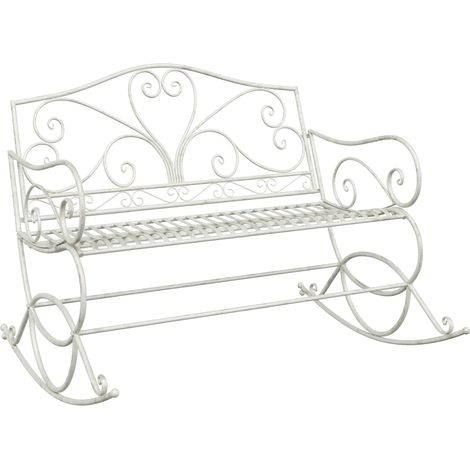 Garden Bench Antique White Steel vidaXL