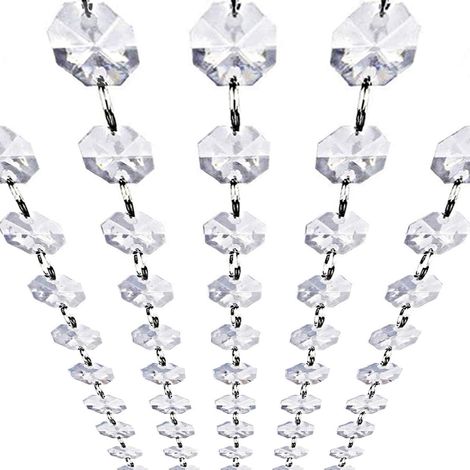 Guirlande De Perles Acrylique Cristal - 10 Pièces - 100 Cm - Perles Octogonales Transparentes 18 Mm - Pour Décoration Arbre De Noël Lustre Porte (1/5)