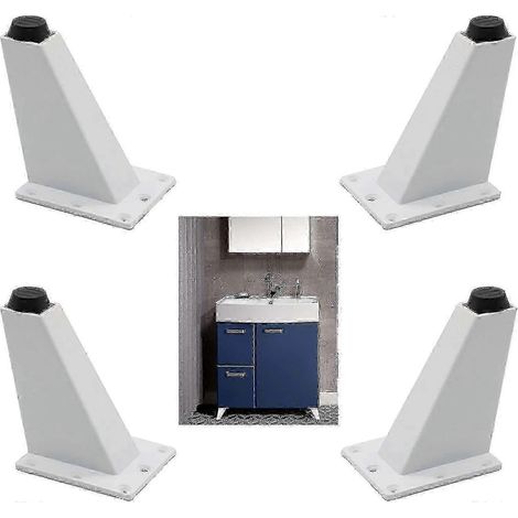 4 Pieds de meubles réglables : pieds de table de cuisine, table de travail, table de bar, pieds de table TV, pieds de meubles en alliage d'aluminium, blancs. (1/5)