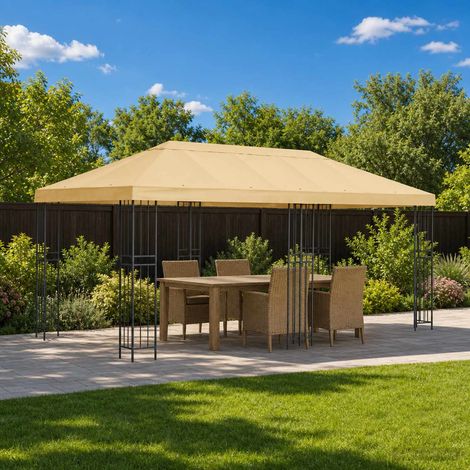 vidaXL Gazebo con pareti laterali 6 x 3 m Crema Poliestere e