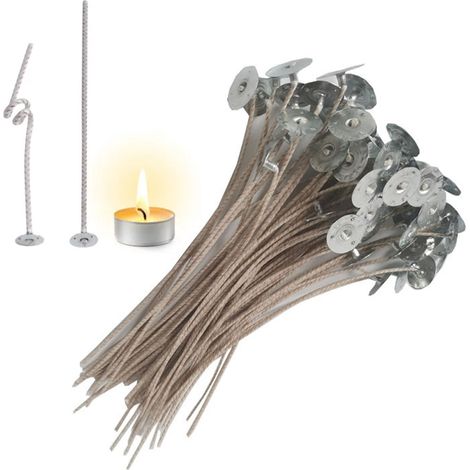 50 mèches de bougie tressées serrées, 20 cm, mèche en cire, matériel pour fabriquer soi-même des bougies, pour adultes et débutants. (1/5)