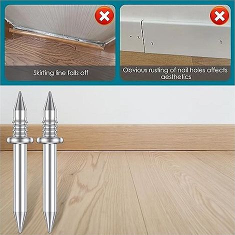 200 plinthes à double tête, clous sans joint, en acier inoxydable, plinthes sans rainure, jeu de vis [NX] (1/5)