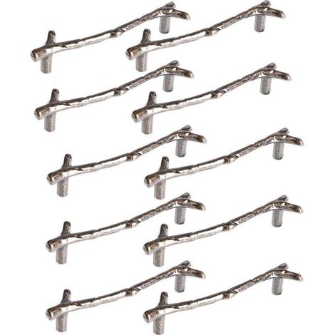 10 astförmige Möbelgriffe, 128 mm, Zinklegierung, inklusive Schrauben aus Bronze (1/5)