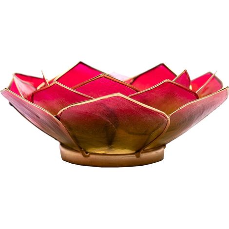 Porte Bougie pétale de Lotus Rose, vert et Or