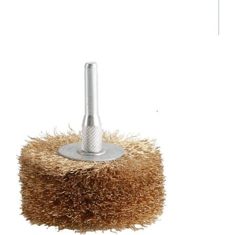 1 brosse métallique rotative en laiton de 3"75 mm en forme de T, pour le nettoyage des surfaces métalliques, l'ébavurage, l'élimination de la rouille et le polissage (1/4)