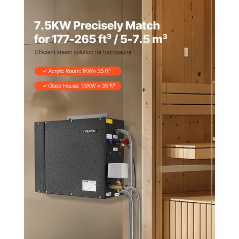 Générateur de Vapeur Sauna 7,5 kW, Générateur de Vapeur Douche Bain Spa avec Contrôleur, Kit Vidange Automatique, Protection Contre… (1/5)
