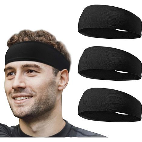 Sport Bandeau pour Hommes Femme, 2PC Elastique Antidérapant Anti-Humidité Sports Hairband Unisexe pour Fitness, Bandeau Cheveux pour Ski Course à Pied Yoga Gym Cyclisme Running Basketball (1/5)