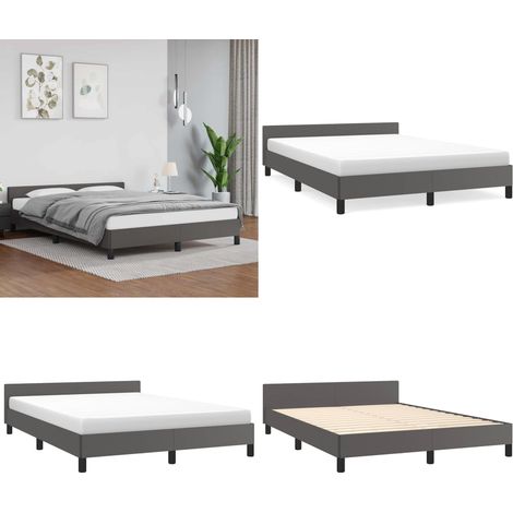 Bettgestell mit Kopfteil ohne Matratze Grau 140x190 cm - Bettsofa - Kopfteil - Kunstlederbett - Doppelbett - Boxspringbetten - Home & Living (1/5)