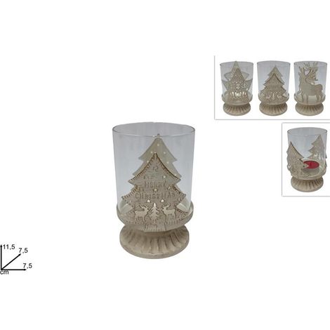 1 Pezzo Decorazione Natale Portacandela con Soggetto Natalizio 12 cm 3 Decori