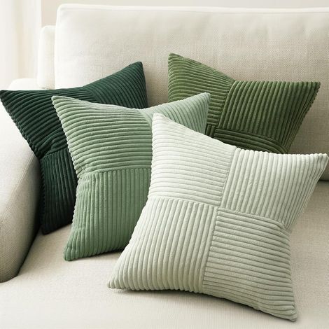 Topfinel Housse Coussin 45x45 Vert Clair Dégradé Moulin à Vent Decoration Canape Salon Maison Interieure Lot de 4 pour Chambre Enfant Lit Jardin Déco Aesthetic Scandinave en Velours Côtelé Durable (1/5)