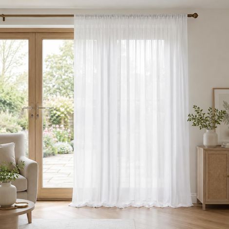 Rideau en voile semi-transparent extra large - Blanc - 254 cm de large (1/5)