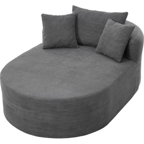 Sillón relax ovalado de tejido acanalado gris oscuro, sin montaje, 1 plaza (1/5)