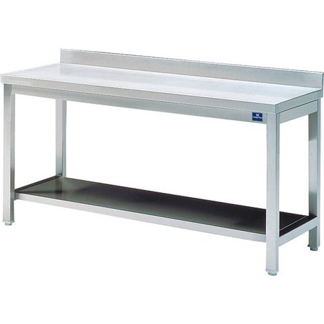 Table Inox de Travail avec Étagère et Dosseret - Gamme 700 - Virtus