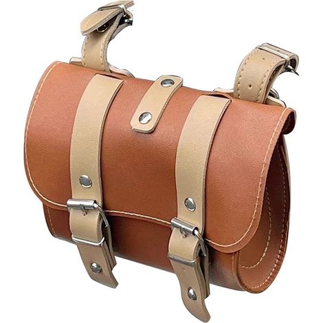 Bolsa para manillar de bicicleta,Bolsa para patinete,Almacenamiento de accesorios para bicicleta,Poliuretano impermeable,Marrón (1/5)