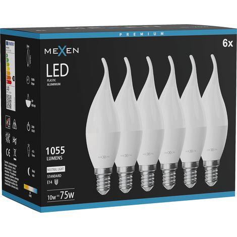 Mexen Nova 6x Ampoule LED flamme E14, C37, 10W, Neutre - 4000K, 1055 lm - L106-E14-1040-01x06 (1/5)