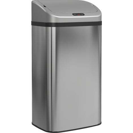 Papelera con sensor de 48 L en acero inoxidable color plata (1/5)