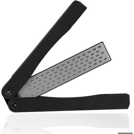 Pierre à aiguiser - Pliable - Double face - Convient aux outils d'extérieur, couverts, outils de jardinage, ciseaux - Noire
