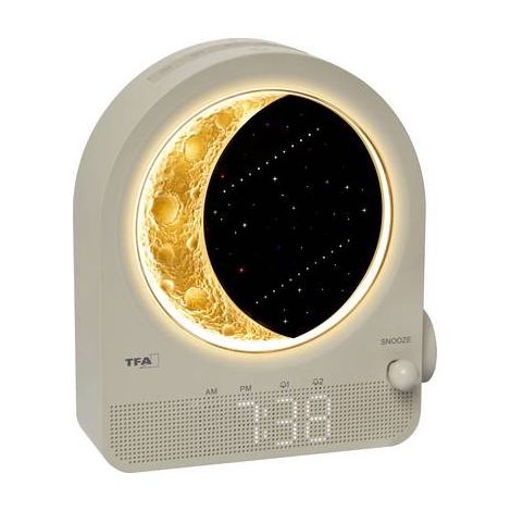Reloj despertador lámpara tfa 60.2053.15 lámpara luna 2 alarmas