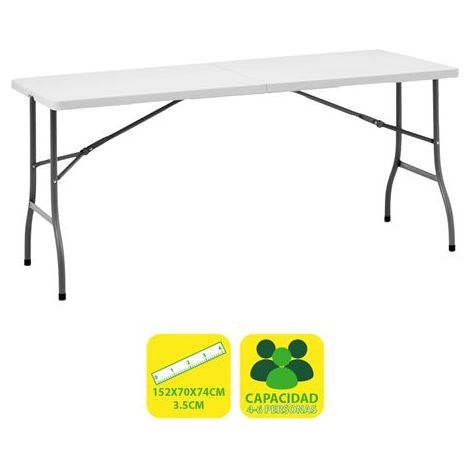 Sungarden tavolo  di resina pieghevole 152x70x74cm 3,5cm - colore  bianco