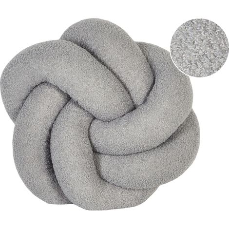 Cuscino decorativo moderno a Nodo Boucle 45 x 45 cm Grigio Angelonia