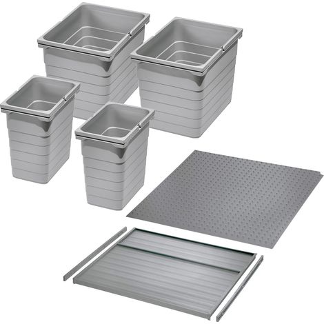 Ninka Abfalltrennsystem eins2vier KB 600 mm (2 x 8L / 2 x 17L) alugrau für Seitenstärke 16 mm