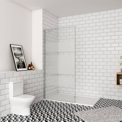 60x190cm 6mm Duschwand mit Milchstreifen Walk in Dusche Glaswand Duschtrennwand Duschkabine (1/5)