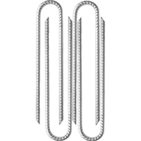 4 x 30 cm - Piquets d'armature en acier galvanisé - Piquets d'ancrage en U - Piquets d'ancrage pour tentes, tonnelles, châteaux, tentes, trampolines, filets de football, etc,,argen (1/5)