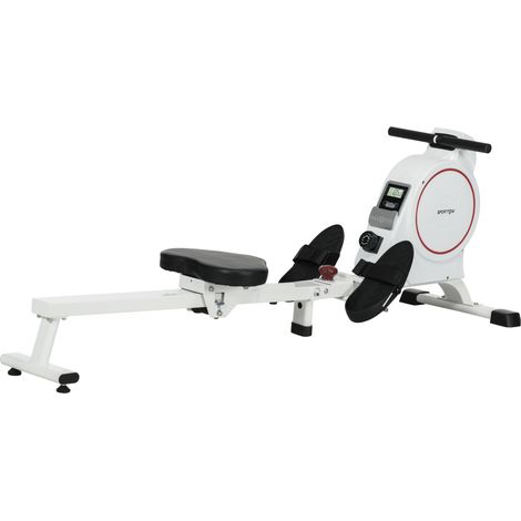 SPORTNOW máquina de remo magnético remo para casa plegable con resistencia de 8 niveles pantalla LCD y 2 ruedas de transporte silencioso 180x48x60 cm
