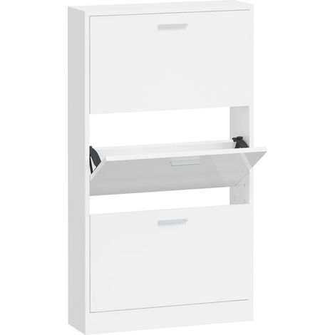 Schuhschrank Weiß Hochglanz 59x17x108 cm Holzwerkstoff