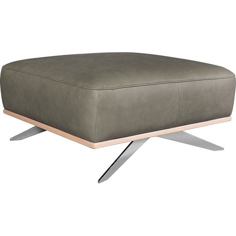 Pouf PORTO en tout cuir italien haut de gamme vachette, coloris gris (1/4)