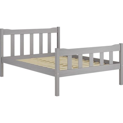 Havana King Size Bed Frame (Pack of 2) - Pine/Metal - L210.8 x W159.8 x H96 cm - Grey/Pewter - Flat Pack