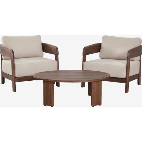 Ensemble de salon avec 2 fauteuils et table basse en bois d'acacia Uleno SKLUM (1/5)