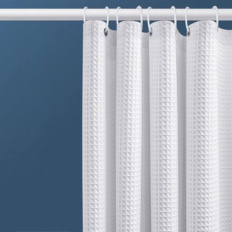Verstärkter, einfarbiger Duschvorhang – wasserdichtes Material – 120 x 180 cm – keine Bohrung erforderlich – für Badezimmer – Weiß (1/3)