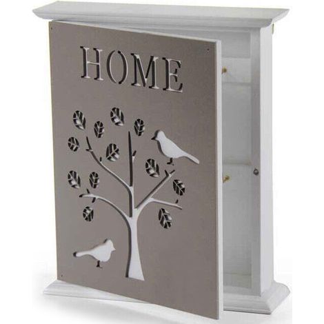 Panneau porte-clés en bois 20x24 cm – 6 emplacements – Utilisation murale pour rangement efficace – Design moderne – Gicos