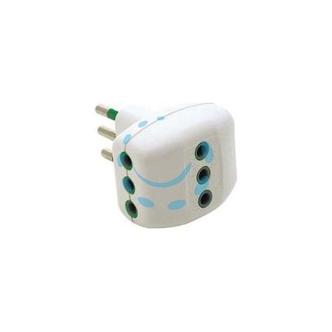 ADATTATORE TRIPLO 2 POLI + TERRA 10A BIANCO - bianco 82200