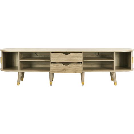 Mueble TV con puertas correderas de MDF acabado roble 175x38x45 cm MODENUIT (1/5)