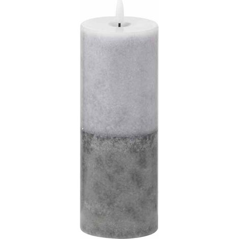 Luxe Collection Natural Glow 3x8 Dipped LED Candle - Plastic/Wax - L7 x W7 x H20 cm - Grey