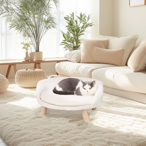 BingoPaw Cat Sofa Chair Bed: Elevated Nordic Pet Stool Bed with Removable Waterproof Mat,40cm
