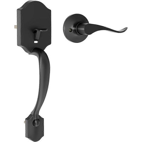 Poignée de porte d'entrée noire sans serrure, poignées de porte extérieures avec levier de passage, poignée de porte d'entrée réversible pour gauche et droite (1/5)
