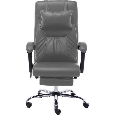 vidaXL Silla de oficina de masaje de cuero sintético gris antracita (1/2)