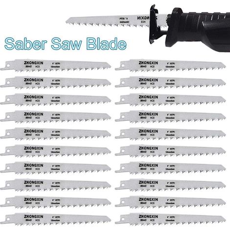 MASO R644D Lot de 20 lames de scie sabre en acier à haute teneur en carbone 150 mm de long (1/5)