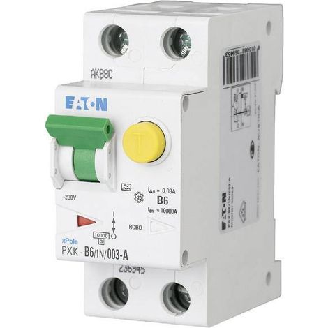 Eaton Combinaison de disjoncteur différentiel, 6 A, 30 mA, caractéristique de déclenchement du disjoncteur : C, 1p + N, caractéristique de déclenchement du disjoncteur différentiel : A, 236961