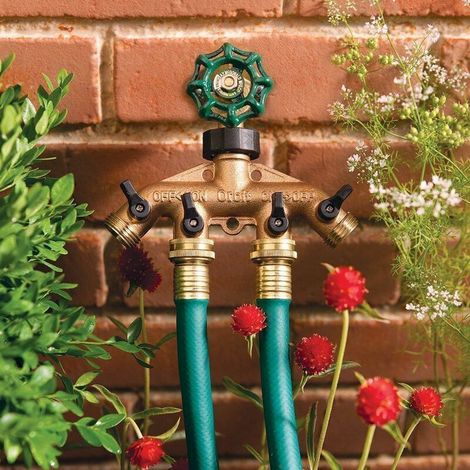 Robinet y sélecteur 4 sorties de vanne, connecteur de robinet en laiton répartiteur de tuyau distributeur 4 voies pour irrigation de jardin (1/5)